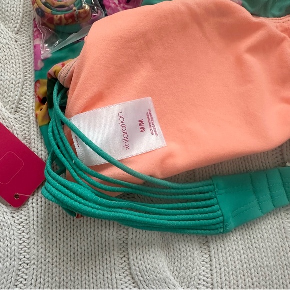 Turquoise Ruffle Floral Bikini Size M & Size L Bottom - Picture 6 of 9